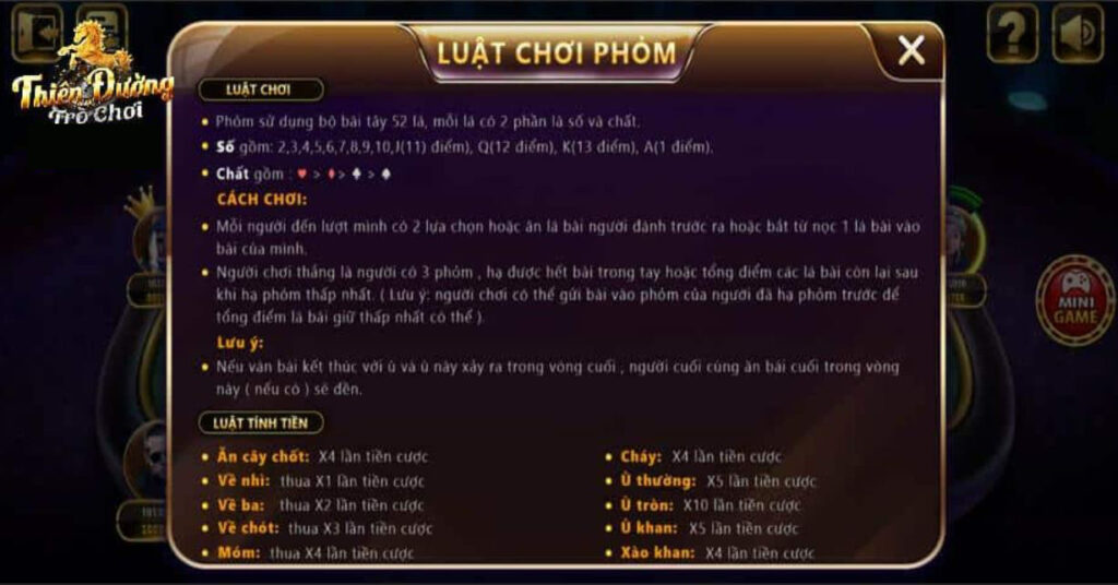 quy tắc game phỏm online - luật chơi