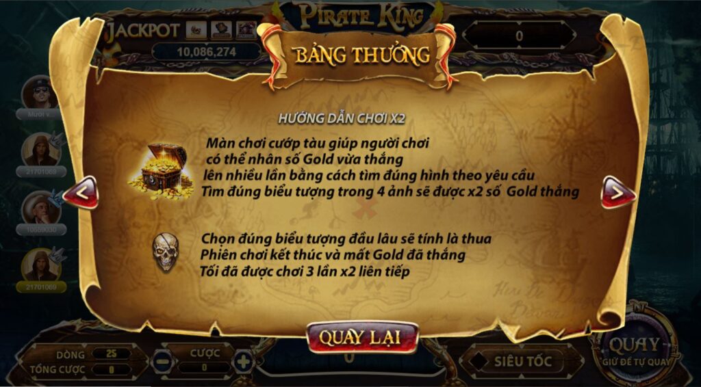 Pirate King Slot tính năng